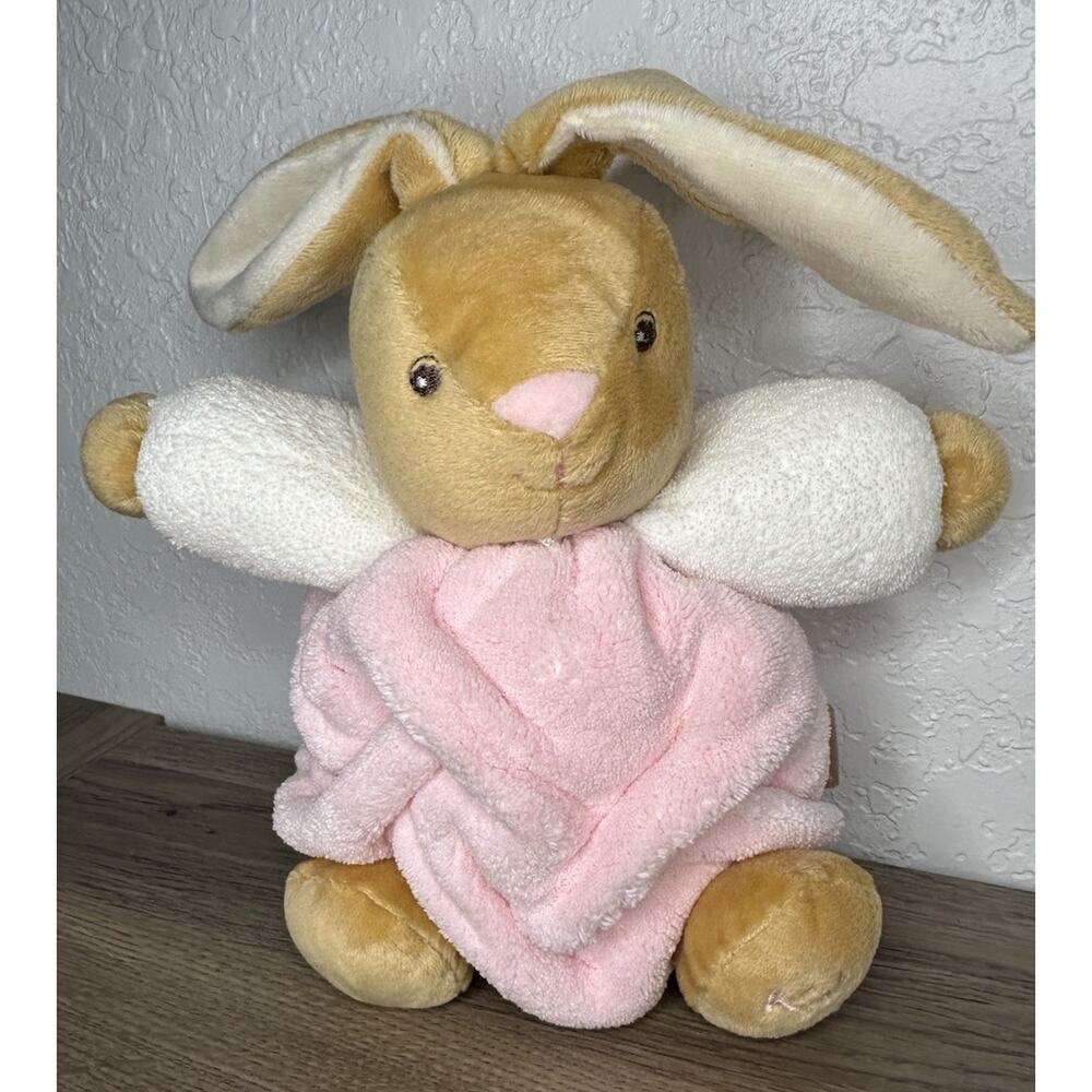KALOO Bunny Rabbit Plush 8” Stuffed Animal Tan & Pink Toy Round Body Soft